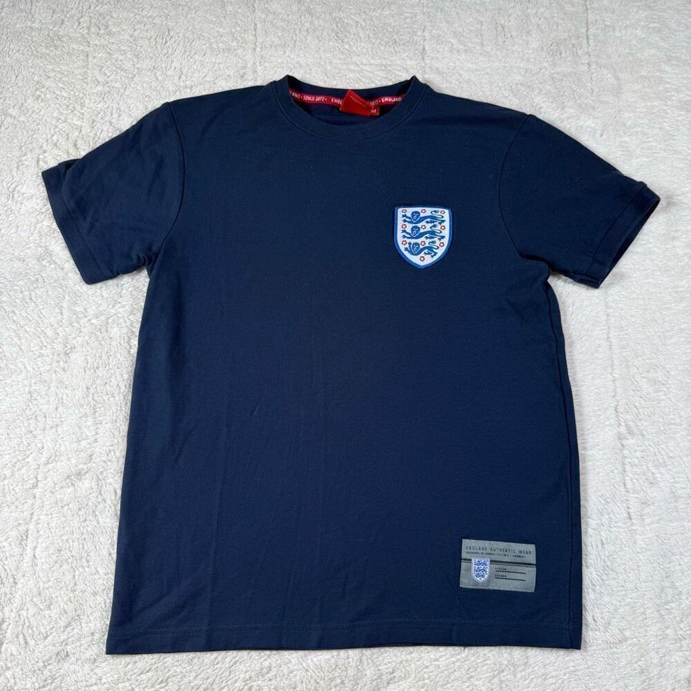 England Shirt Men Small National Team Spell Out Football Soccer Navy T Shirt